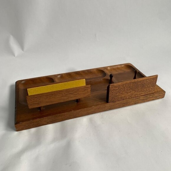 Vintage Leather London Japan Wooden Dresser Desk Valet - Picture 5 of 8